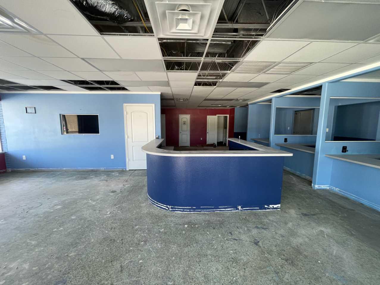 Commercial office space during storm damage demolition and cleanup